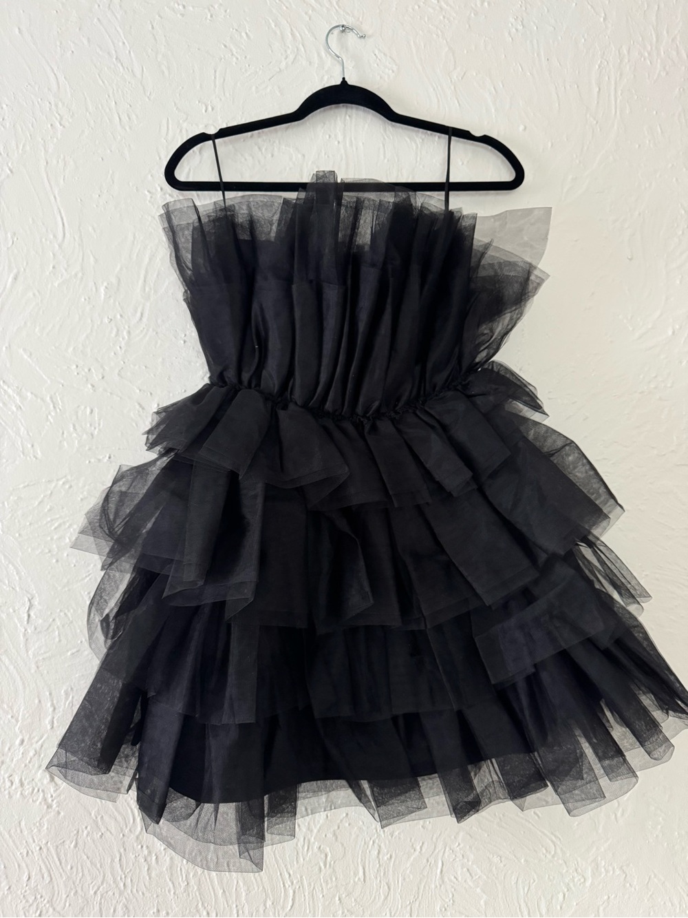 Francesca's Collections Black Tiered Tulle Party Dress